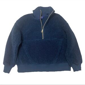 JoyLab Navy Blue 1/4 Zip Plush Fleece Pullover Women’s Sweater Medium
